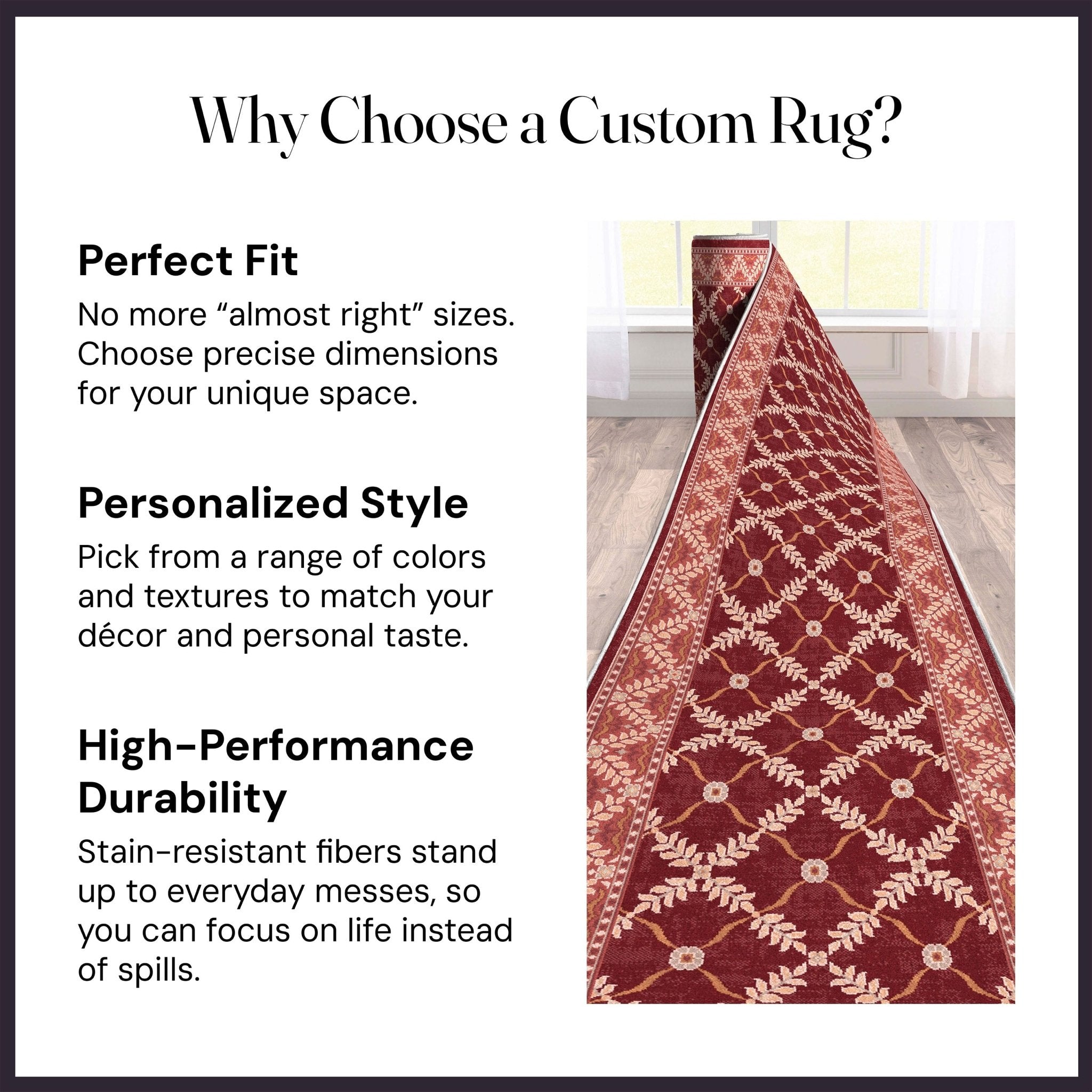 Custom Size Runner Regency Lattice Ruby Ember Choose Your Width x Choose Your Length Hallway Runner Rug Well Woven