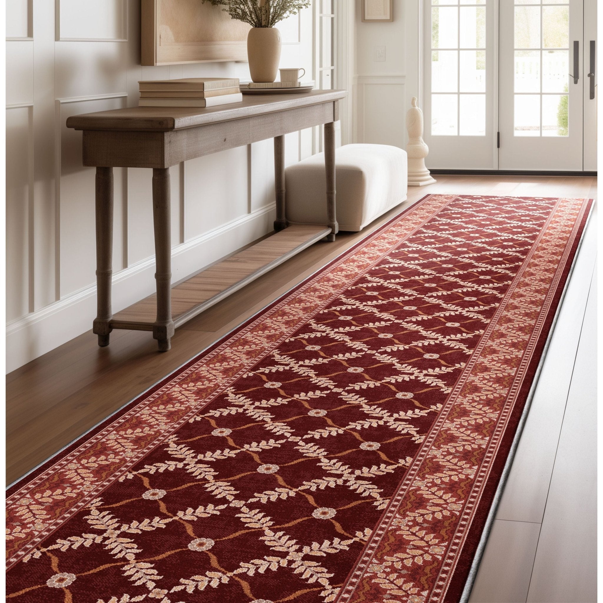 Custom Size Runner Regency Lattice Ruby Ember Choose Your Width x Choose Your Length Hallway Runner Rug Well Woven