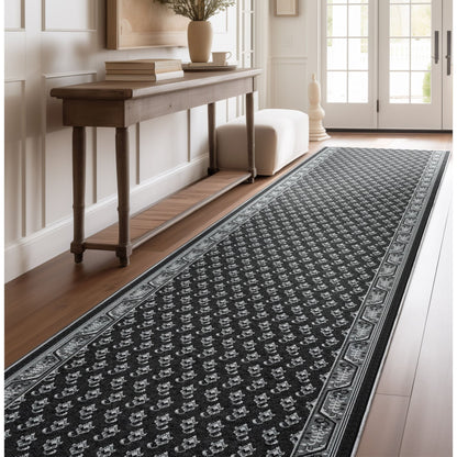 Custom Size Runner Windsor Diamond Midnight Ash Choose Your Width x Choose Your Length Hallway Runner Rug Well Woven