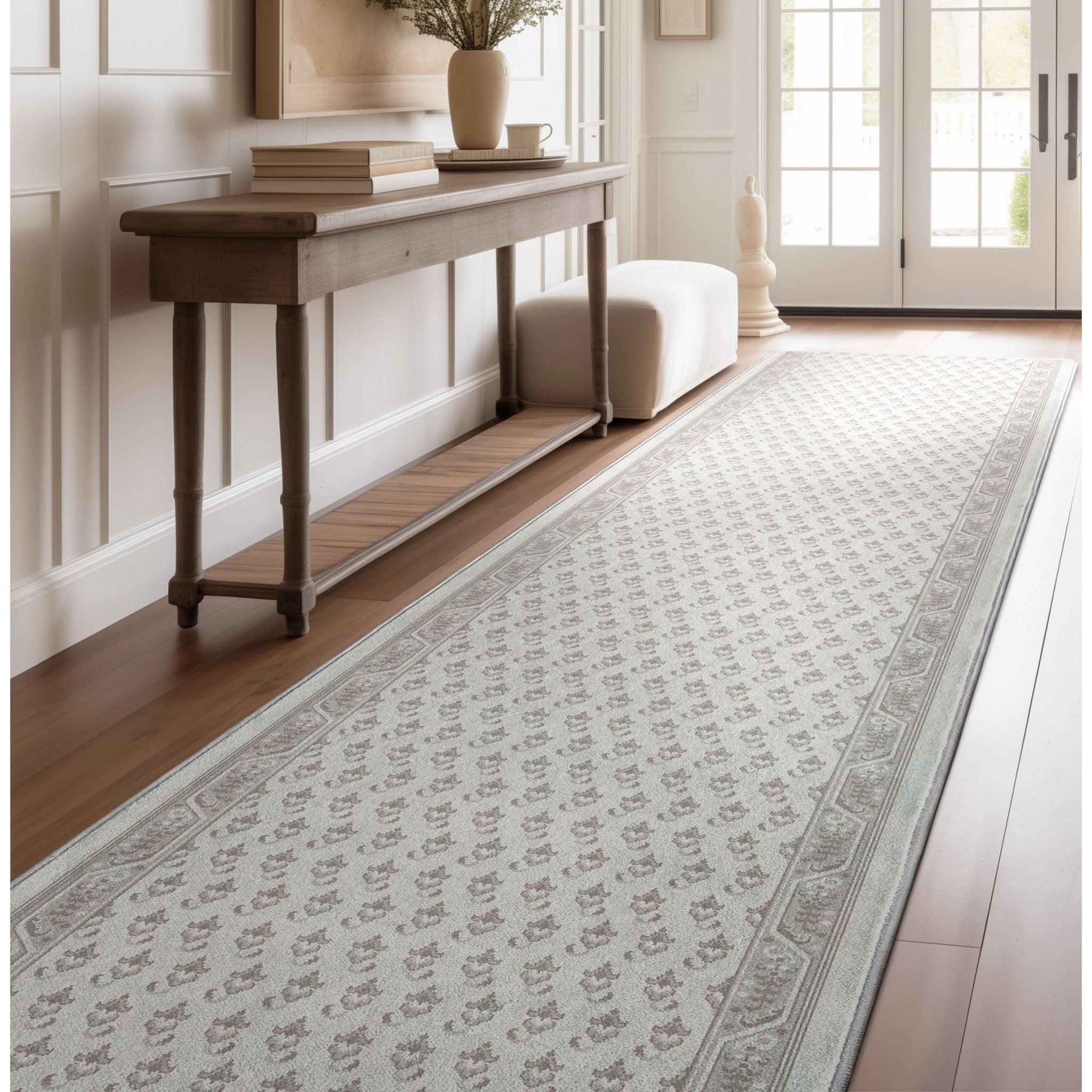 Custom Size Runner Windsor Diamond Frosted Linen Choose Your Width x Choose Your Length Hallway Runner Rug Well Woven