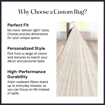 Custom Size Runner Seabreeze Lines Modern Moonlit Ivory Choose Your Width x Choose Your Length Hallway Runner Rug Well Woven