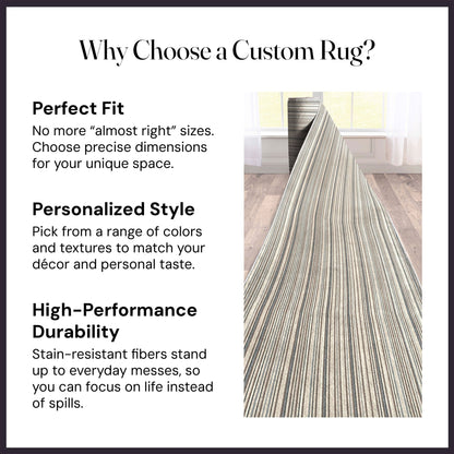 Custom Size Runner Seabreeze Lines Modern Cocoa Ridge Choose Your Width x Choose Your Length Hallway Runner Rug Well Woven