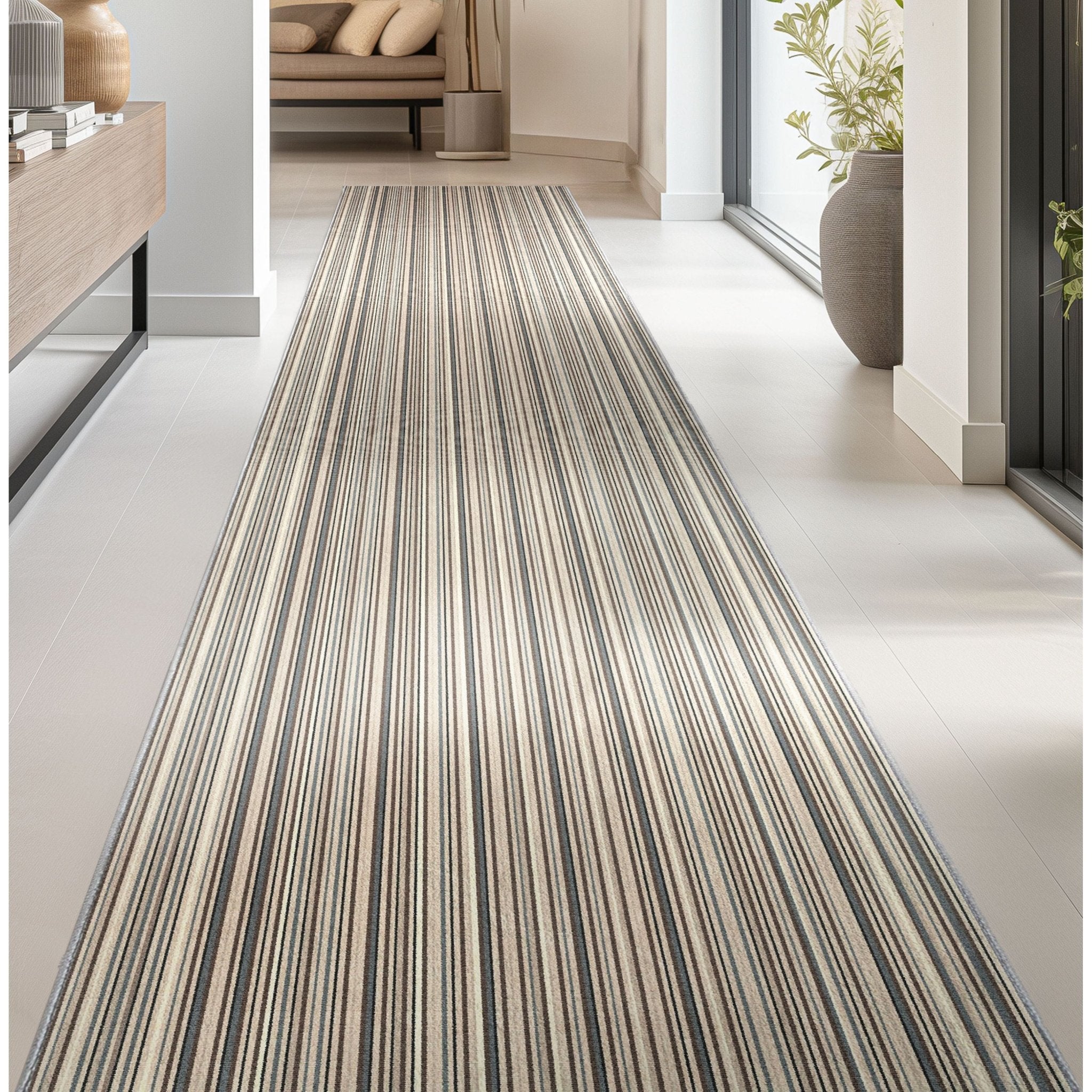 Custom Size Runner Seabreeze Lines Modern Cocoa Ridge Choose Your Width x Choose Your Length Hallway Runner Rug Well Woven
