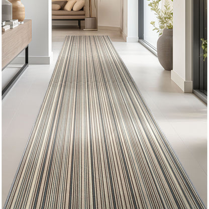 Custom Size Runner Seabreeze Lines Modern Cocoa Ridge Choose Your Width x Choose Your Length Hallway Runner Rug Well Woven