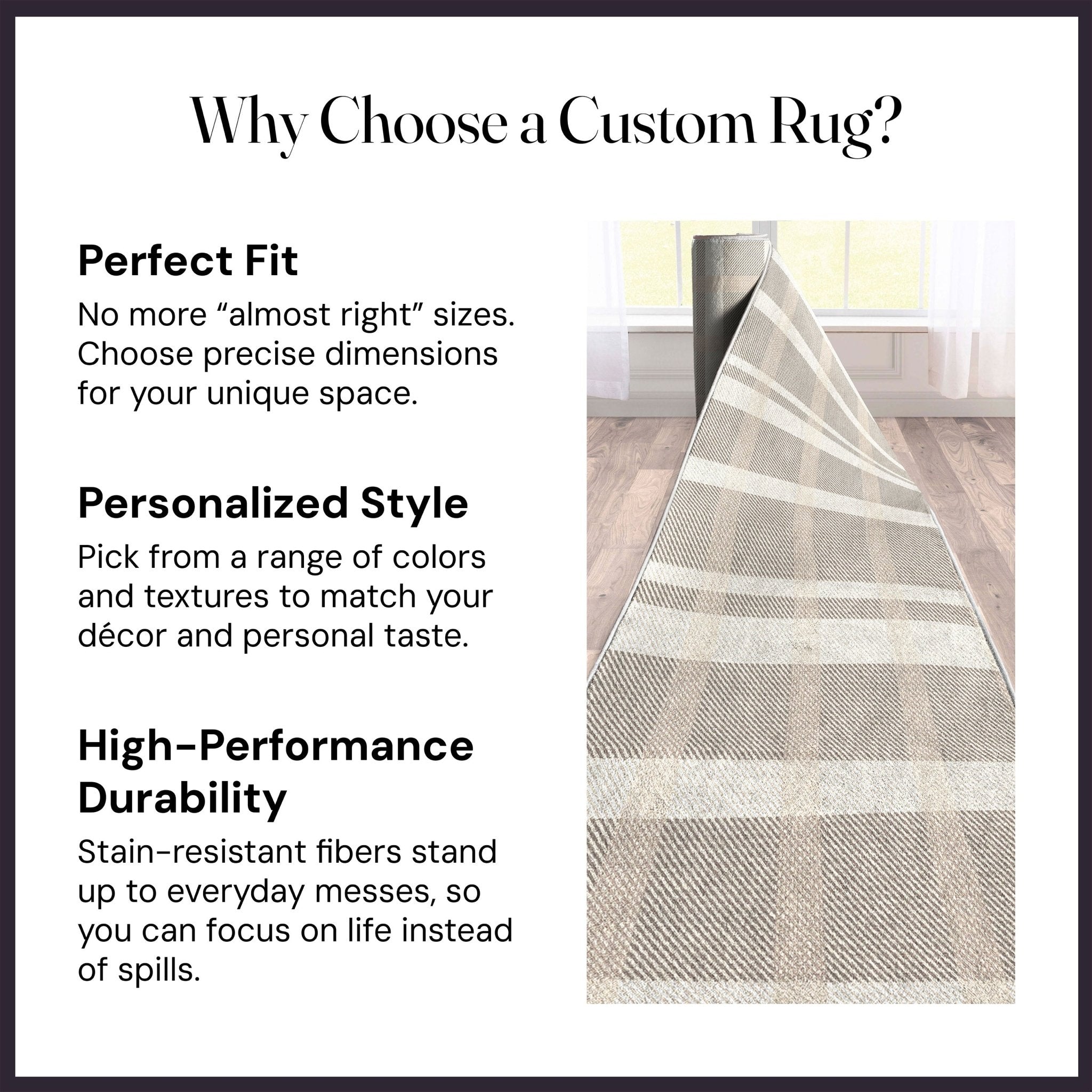 Custom Size Runner Tartan  Espresso Glow Choose Your Width x Choose Your Length Hallway Runner Rug Well Woven