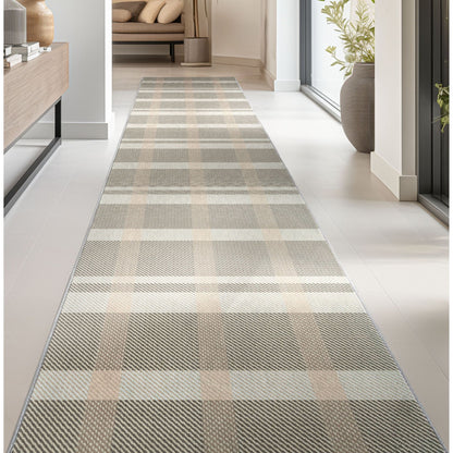 Custom Size Runner Tartan  Espresso Glow Choose Your Width x Choose Your Length Hallway Runner Rug Well Woven