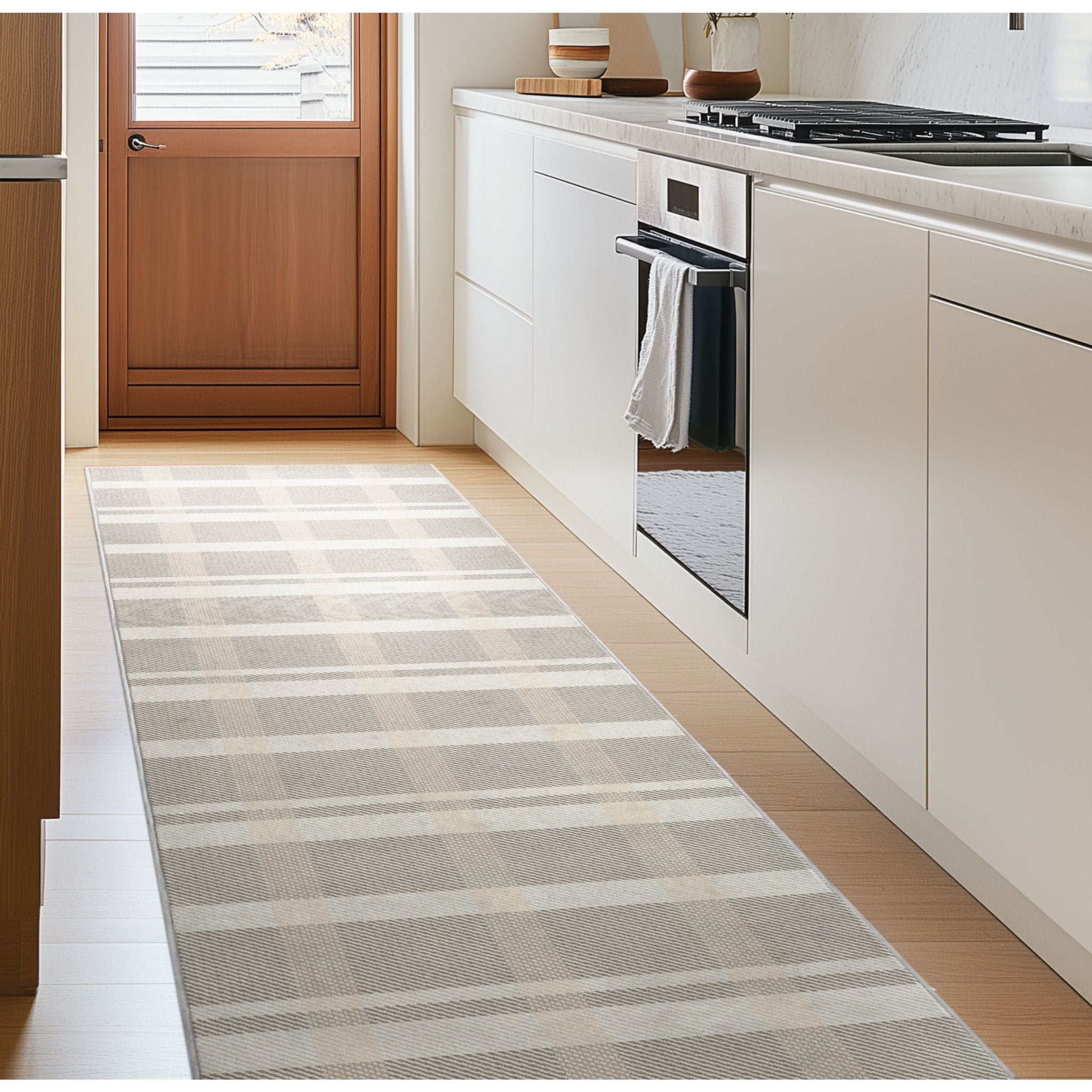 Custom Size Runner Tartan  Espresso Glow Choose Your Width x Choose Your Length Hallway Runner Rug Well Woven