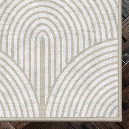Apollo Echo Arch Pattern Beige Flatwoven Rug – Easy Clean & Durable Well Woven