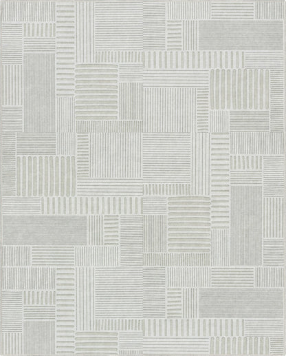 Apollo Granite Geometric Ivory Flat-Pile Rug Well Woven