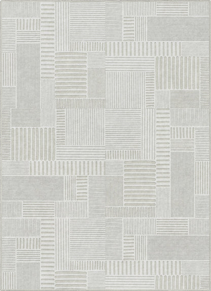 Apollo Granite Geometric Ivory Flat-Pile Rug Well Woven