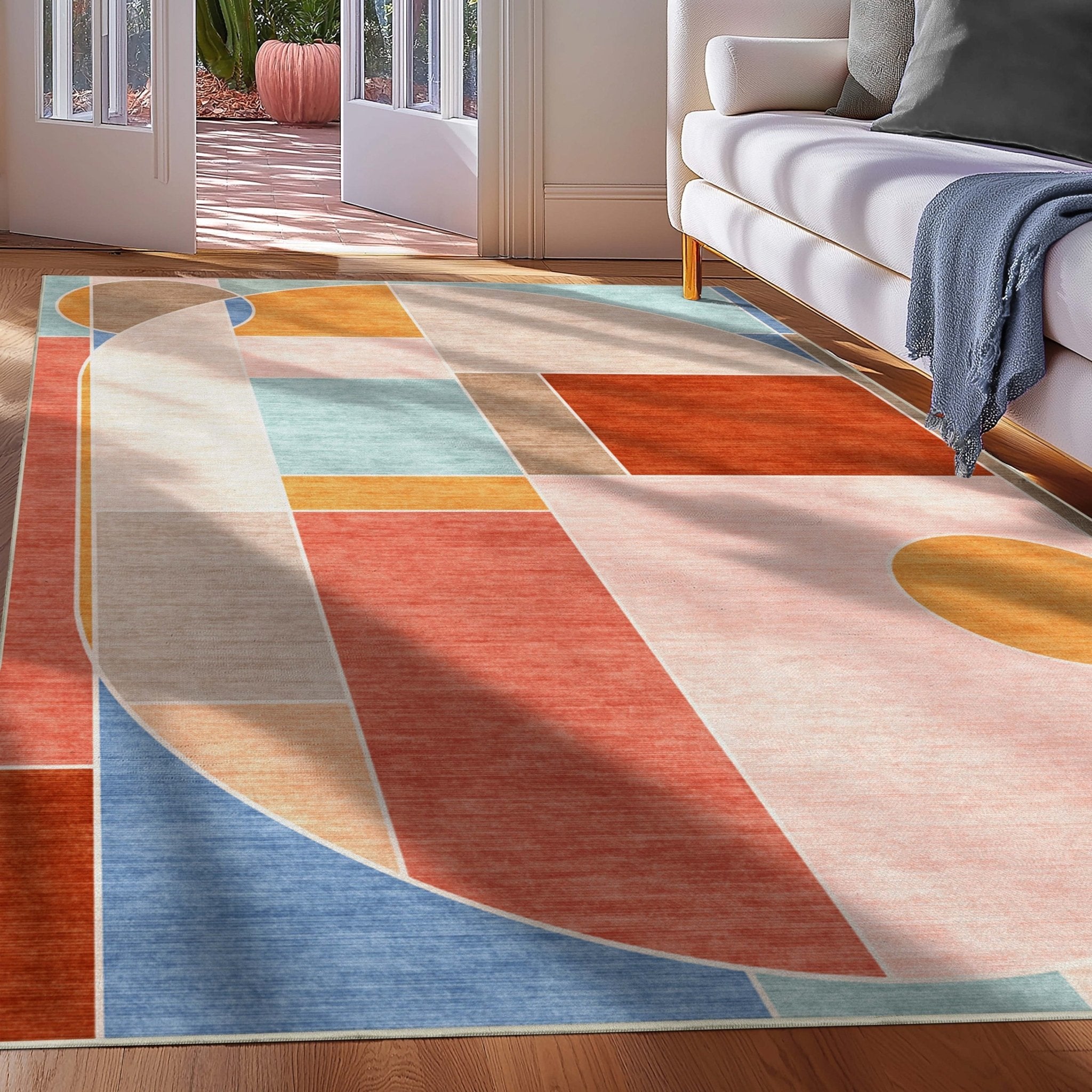 Apollo Essence Multi-Color Pastel Geometric Rug Stain-Resistant & Easy to Clean Well Woven