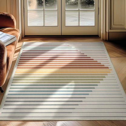 Apollo Odyssey Multi-Color Pastel Striped Rug Stain-Resistant & Easy to Clean Well Woven