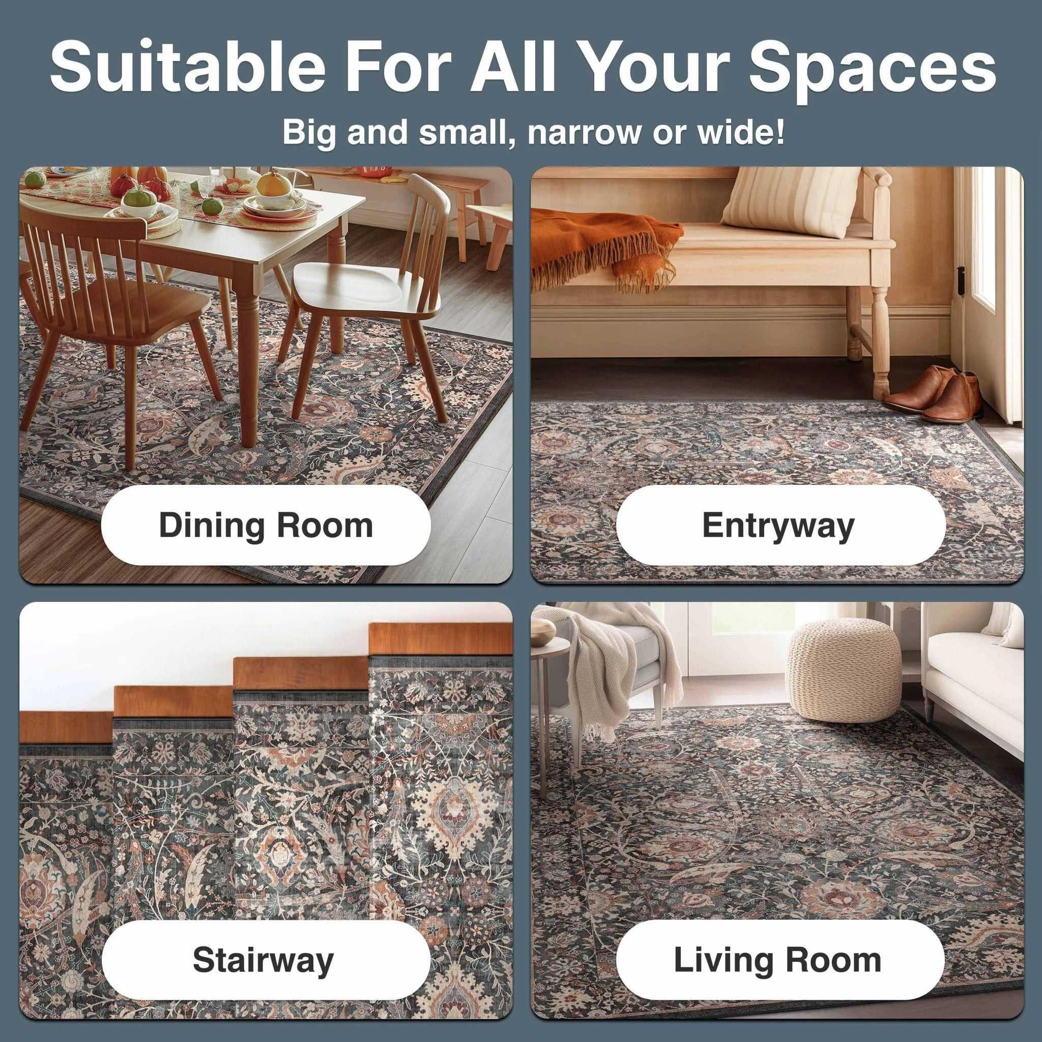 Liana Vintage Oriental Charcoal Grey Flat-Weave Rug Well Woven