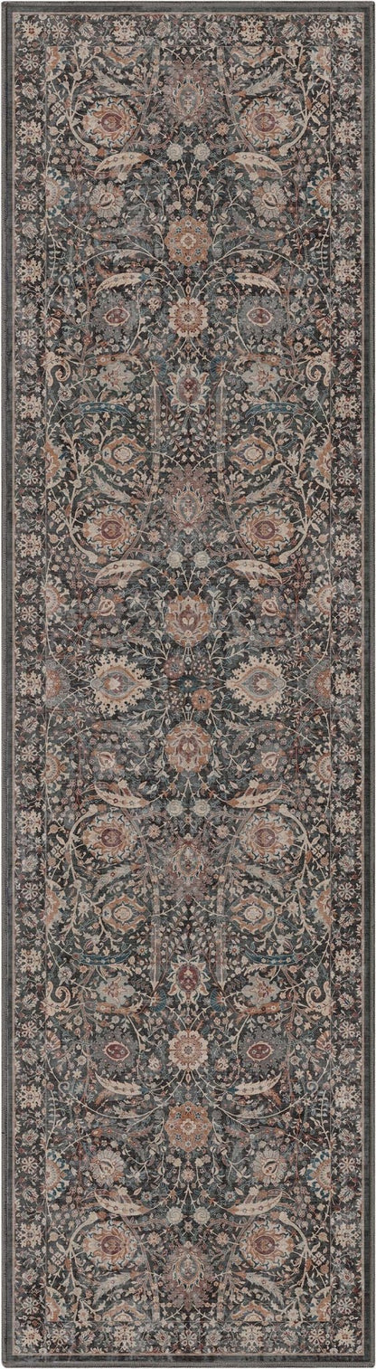 Liana Vintage Oriental Charcoal Grey Flat-Weave Rug Well Woven