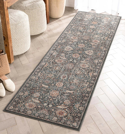 Liana Vintage Oriental Charcoal Grey Flat-Weave Rug Well Woven