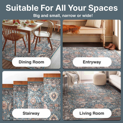 Liana Vintage Oriental Teal Flat-Weave Rug Well Woven