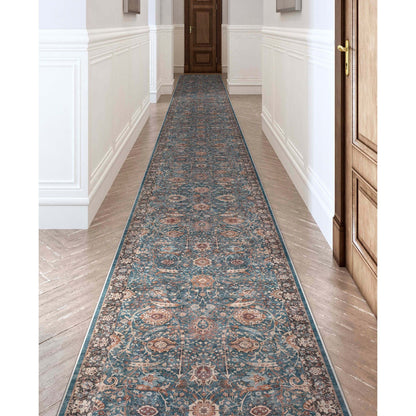 Custom Size Runner Liana Vintage Persian Oriental Teal Choose Your Width x Choose Your Length Hallway Runner Rug Well Woven