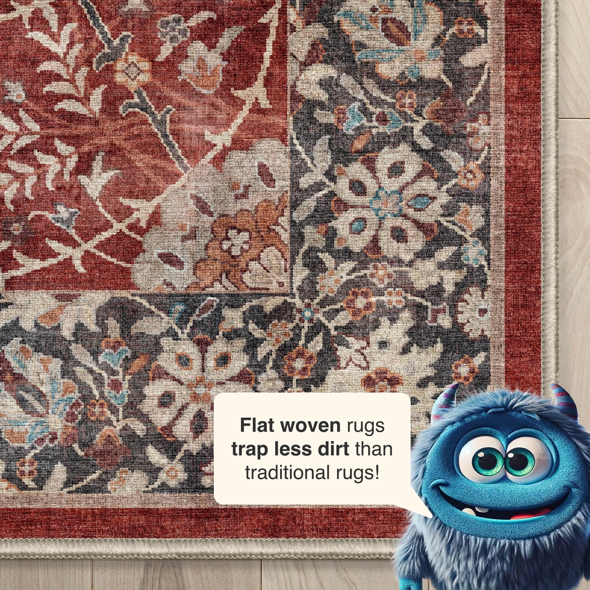 Liana Vintage Oriental Red Flat-Weave Rug Well Woven