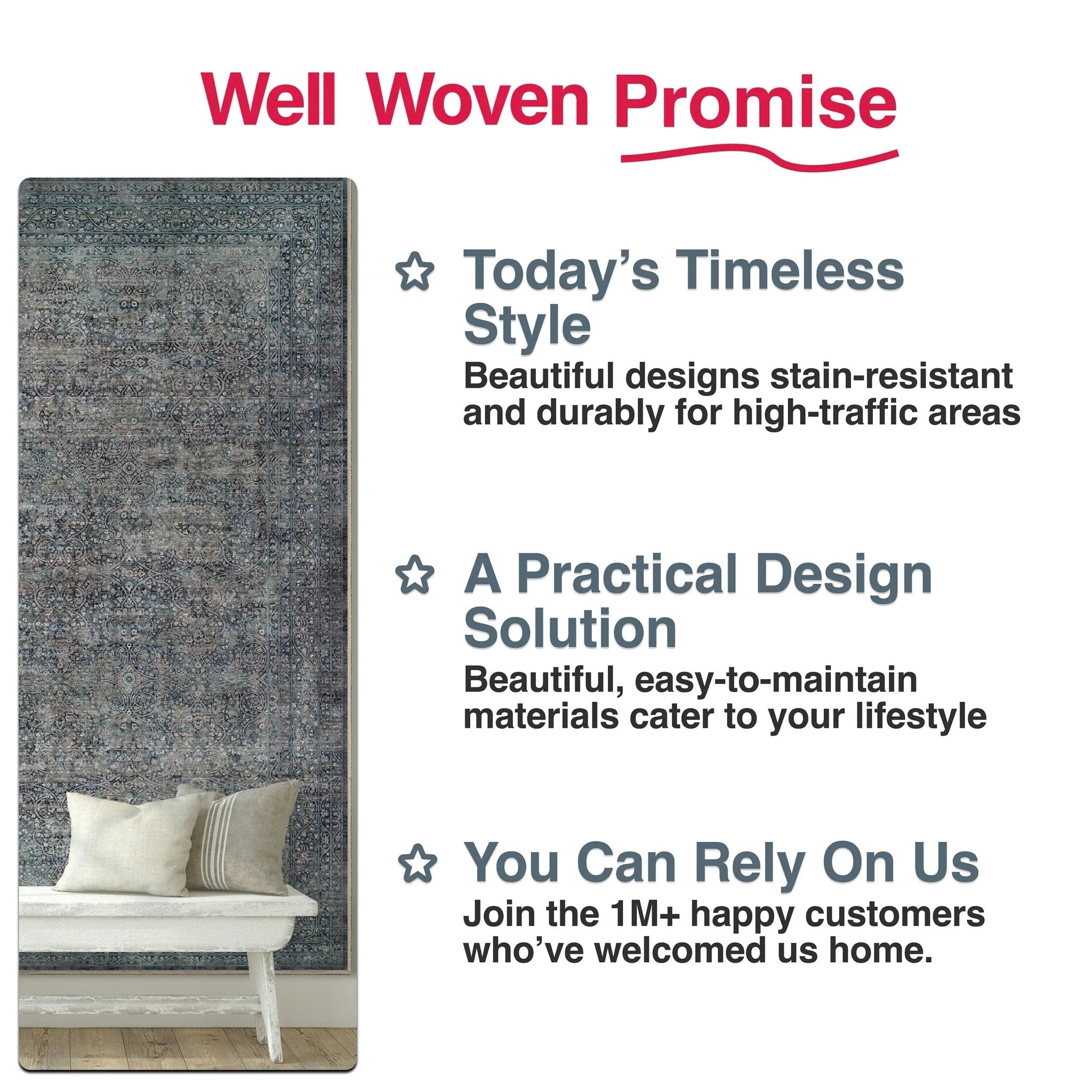 Juliette Vintage Persian Oriental Blue Flat-Weave Rug Well Woven