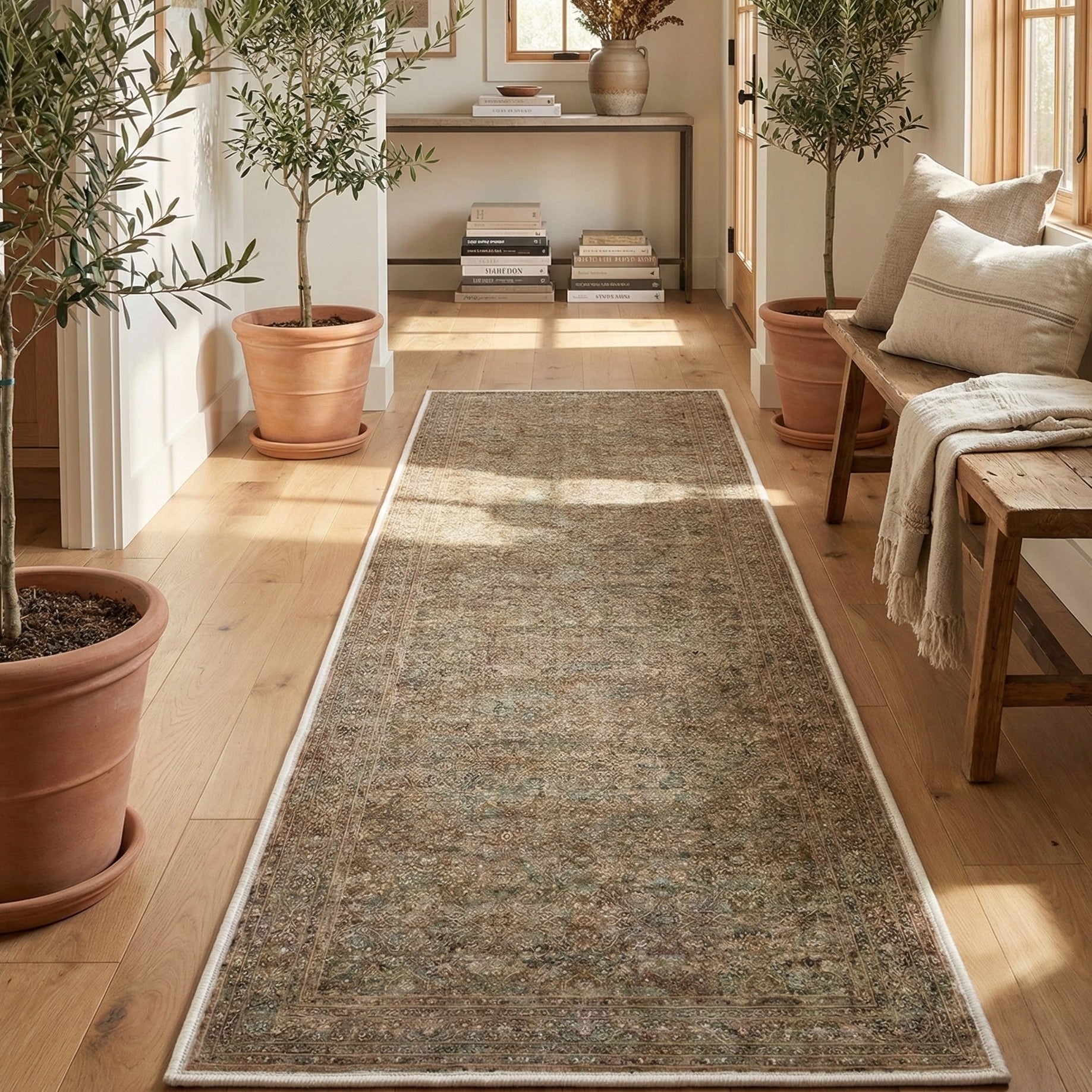 Custom Size Runner Juliette Vintage Persian Oriental Beige Choose Your Width x Choose Your Length Hallway Runner Rug