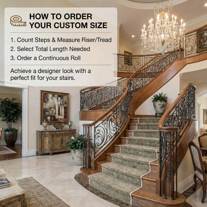 Achieve a designer finish with the Juliette Vintage Persian Oriental Beige Custom Runner Rug, custom-sized to create a seamless, sophisticated staircase.