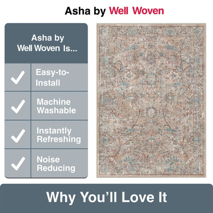 Emilia Vintage Persian Floral Ivory Flat-Weave Rug Well Woven