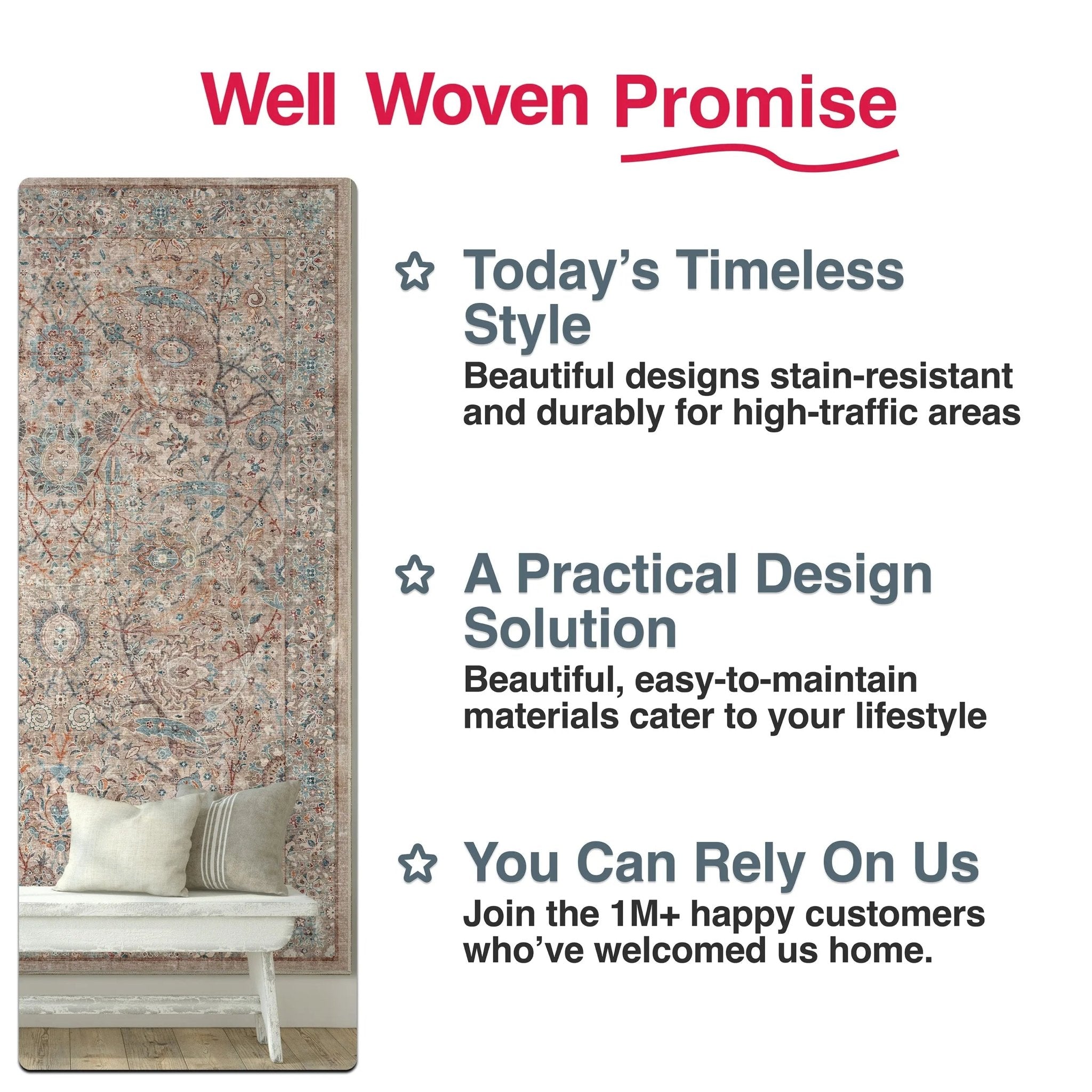 Emilia Vintage Persian Floral Ivory Flat-Weave Rug Well Woven