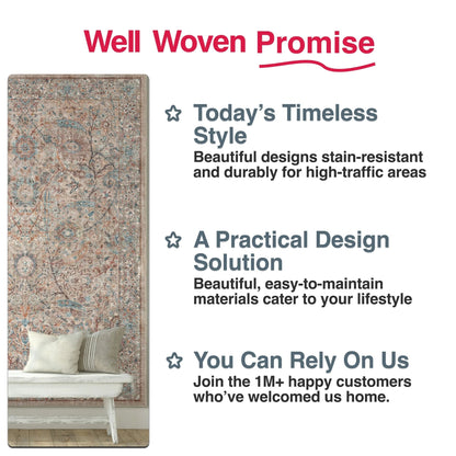 Emilia Vintage Persian Floral Ivory Flat-Weave Rug Well Woven