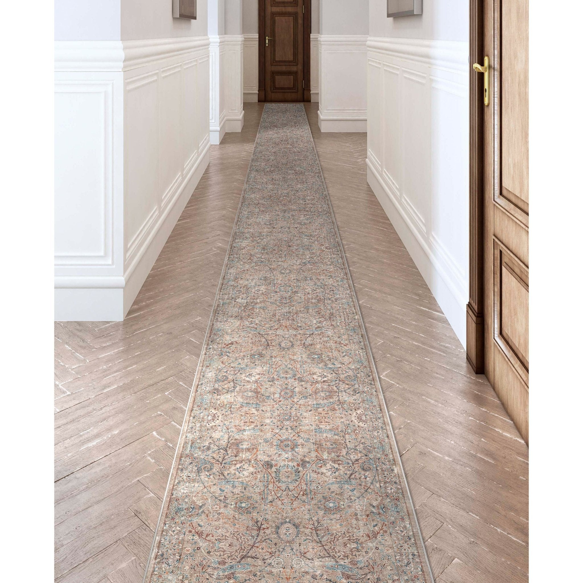 Custom Size Runner Emilia Vintage Persian Oriental Ivory Choose Your Width x Choose Your Length Hallway Runner Rug Well Woven