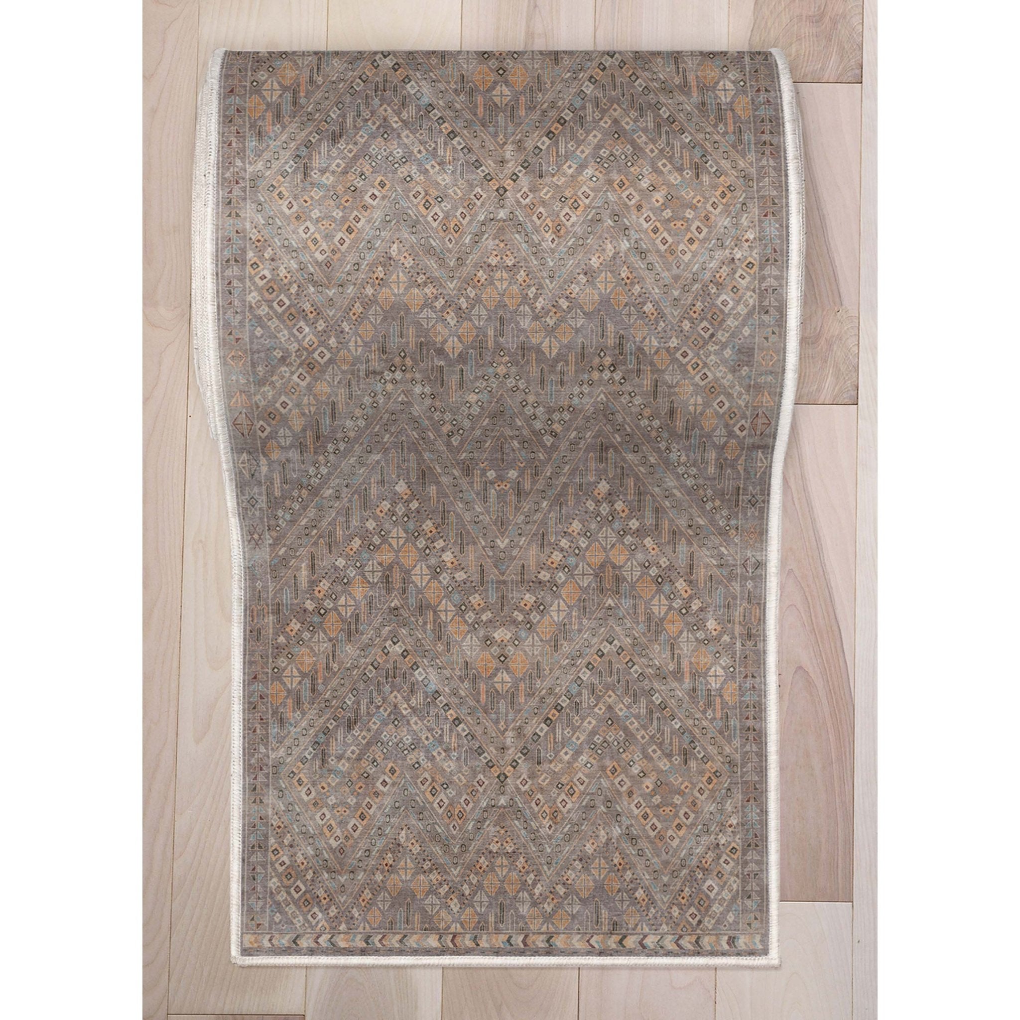 Custom Size Runner Anya Vintage Tribal Grey Choose Your Width x Choose Your Length Hallway Runner Rug Well Woven