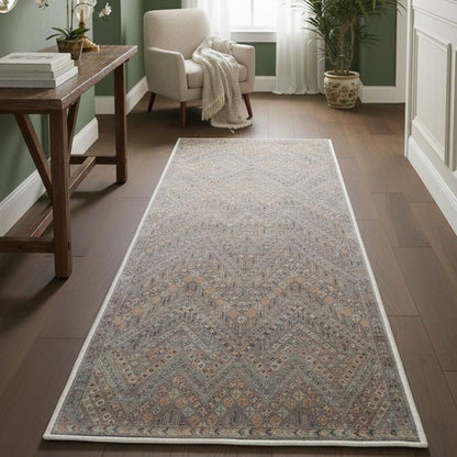 The Anya Vintage Tribal Grey Custom Runner Rug by Well Woven runs along the hallway, its vintage-inspired design and neutral grey tones grounding the space and complementing the hardwood floors.