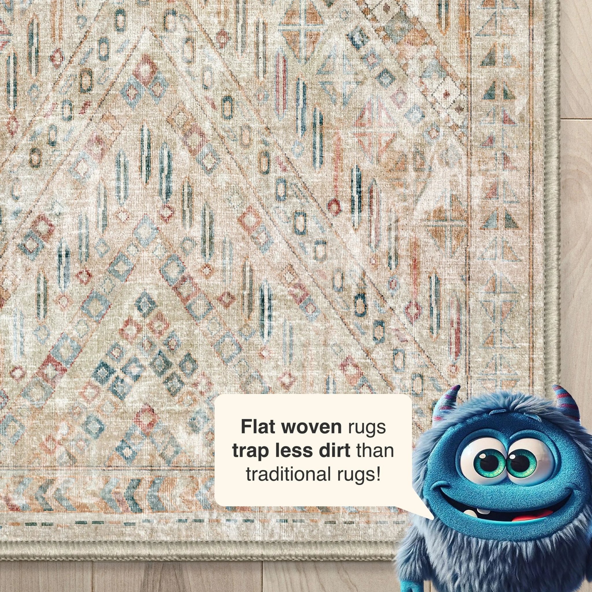 Anya Vintage Tribal Chevron Ivory Flat-Weave Rug Well Woven