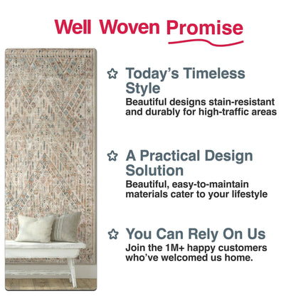 Anya Vintage Tribal Chevron Ivory Flat-Weave Rug Well Woven