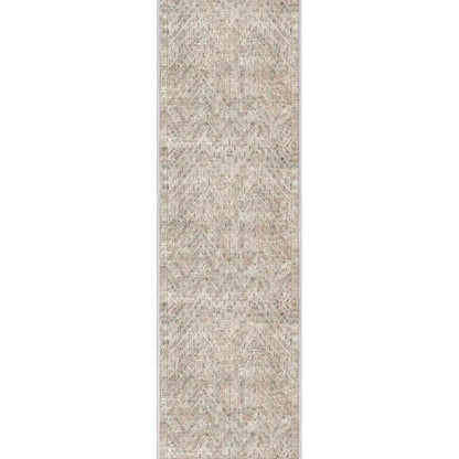 Ivory rectangular runner rug with a subtle tribal chevron stripe pattern on a plain background. The rug is the Asha Anya custom size runner from Well Woven