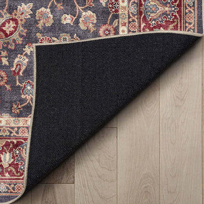 Navy Blue - Rome Vintage Oriental Floral Flat-Weave Rug - Well Woven