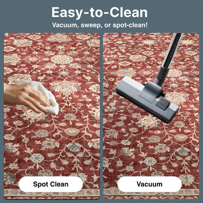 Red - Rome Vintage Oriental Floral Flat-Weave Rug - Well Woven