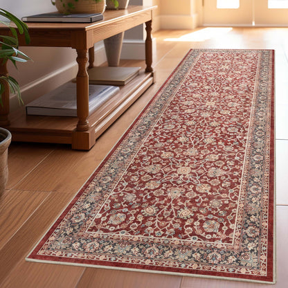 Red - Rome Vintage Oriental Floral Flat-Weave Rug - Well Woven
