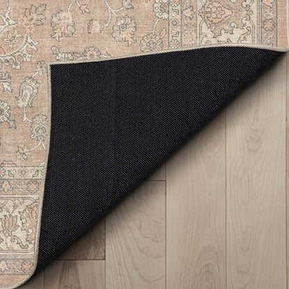 Beige Cream - Rome Vintage Oriental Floral Flat-Weave Rug - Well Woven