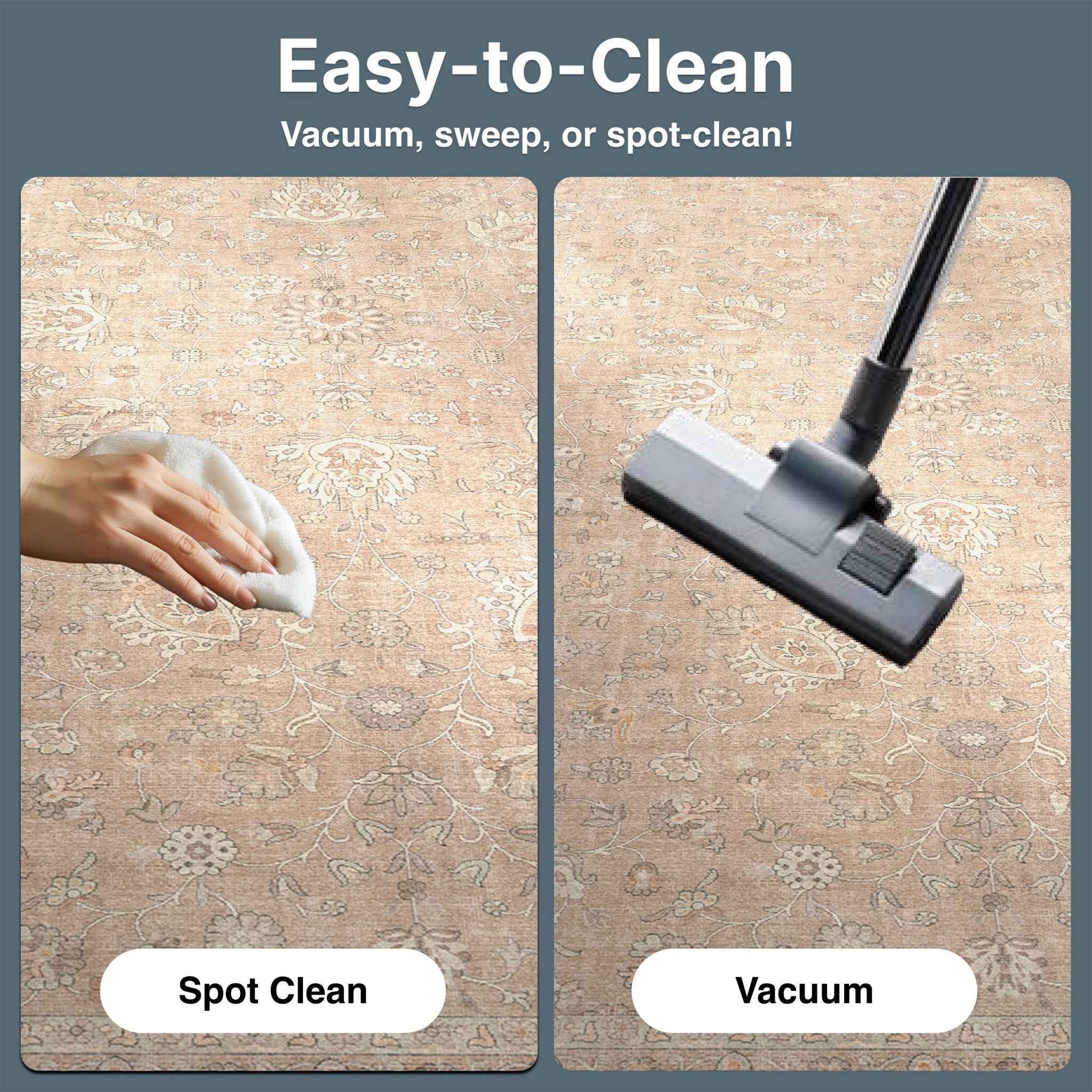 Beige Cream - Rome Vintage Oriental Floral Flat-Weave Rug - Well Woven