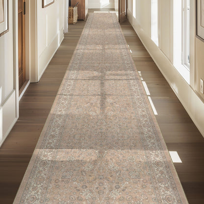 Custom Size Hallway & Stair Runner Rome Vintage Oriental Floral Beige Cream Choose Your Width x Choose Your Runner Length Well Woven