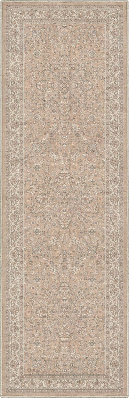 Beige Cream - Rome Vintage Oriental Floral Flat-Weave Rug - Well Woven