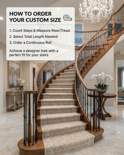 Custom Size Hallway & Stair Runner Rome Vintage Oriental Floral Beige Cream Choose Your Width x Choose Your Runner Length