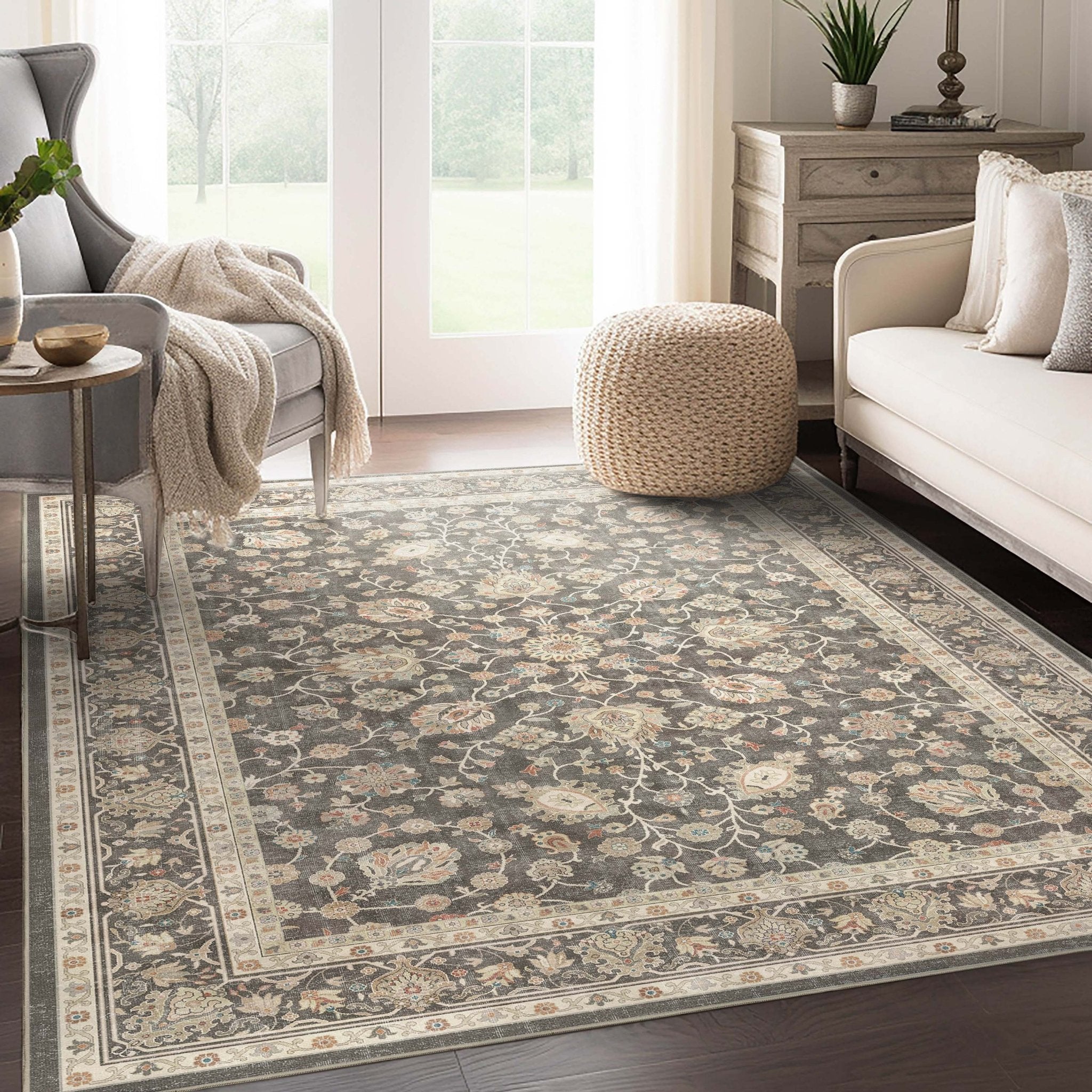 Rome Vintage Oriental Floral Flat-Weave Rug | Asha – Well Woven