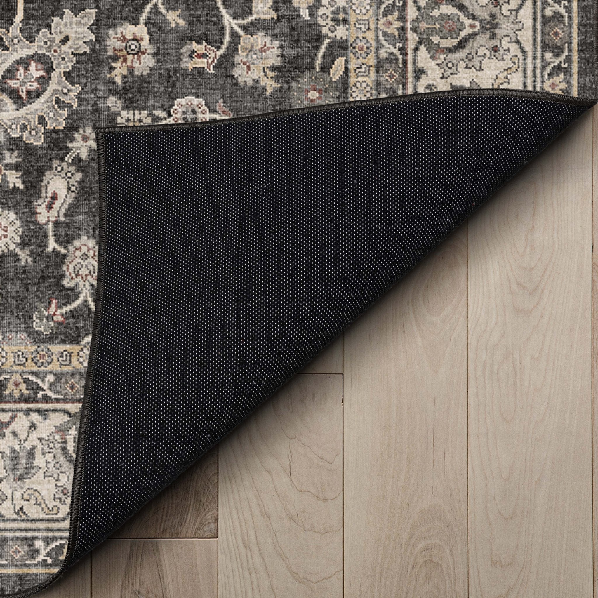 Black - Rome Vintage Oriental Floral Flat-Weave Rug - Well Woven