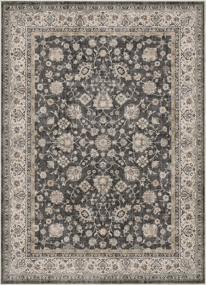 Black - Rome Vintage Oriental Floral Flat-Weave Rug - Well Woven
