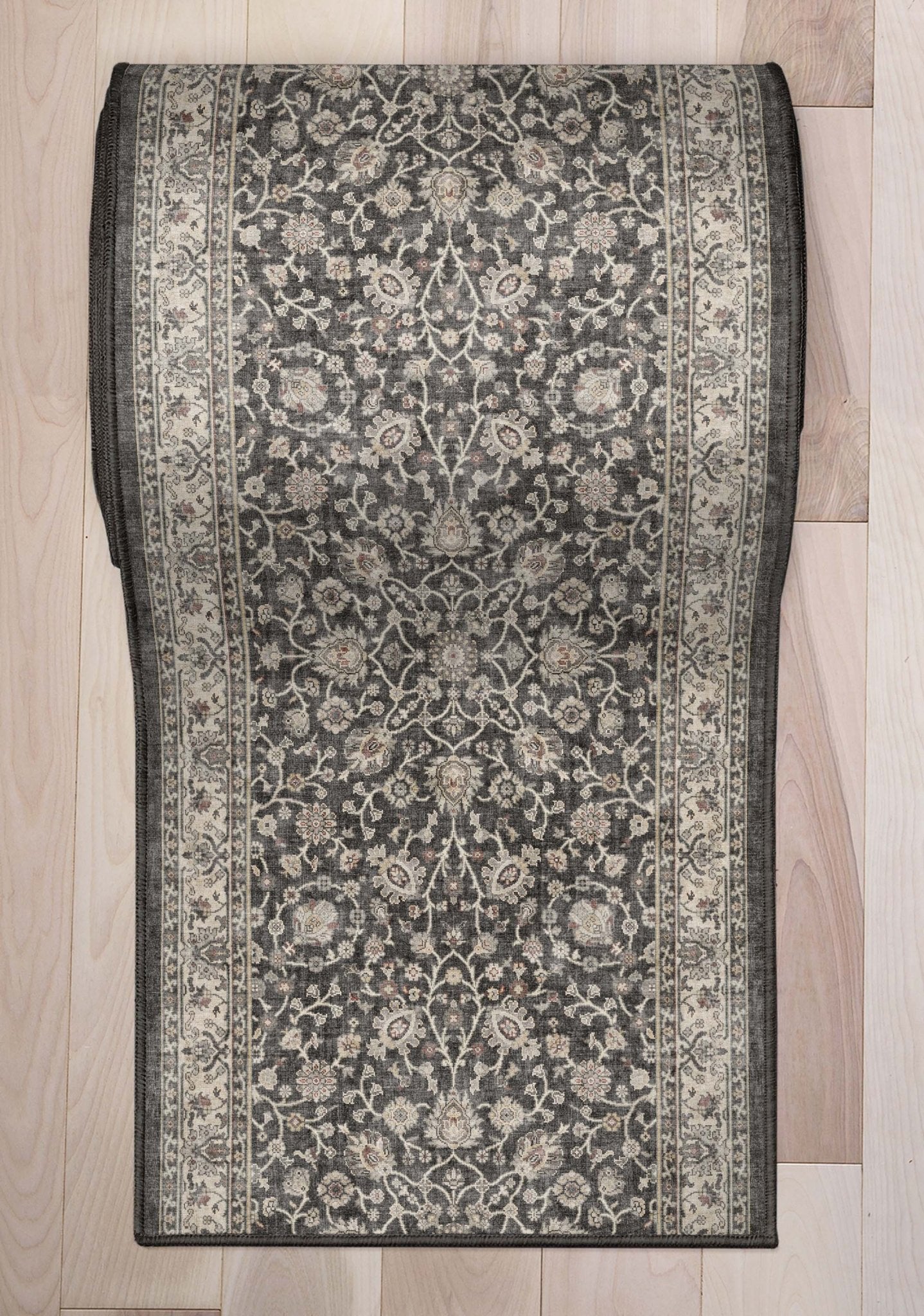 Custom Size Hallway & Stair Runner Rome Vintage Oriental Floral Black Choose Your Width x Choose Your Runner Length Well Woven