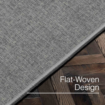 Wilfred Custom Rug - Monochrome Hatch , Low Pile, Easy  Clean, Personalized Sizes - Well Woven - a low-profile grey rug