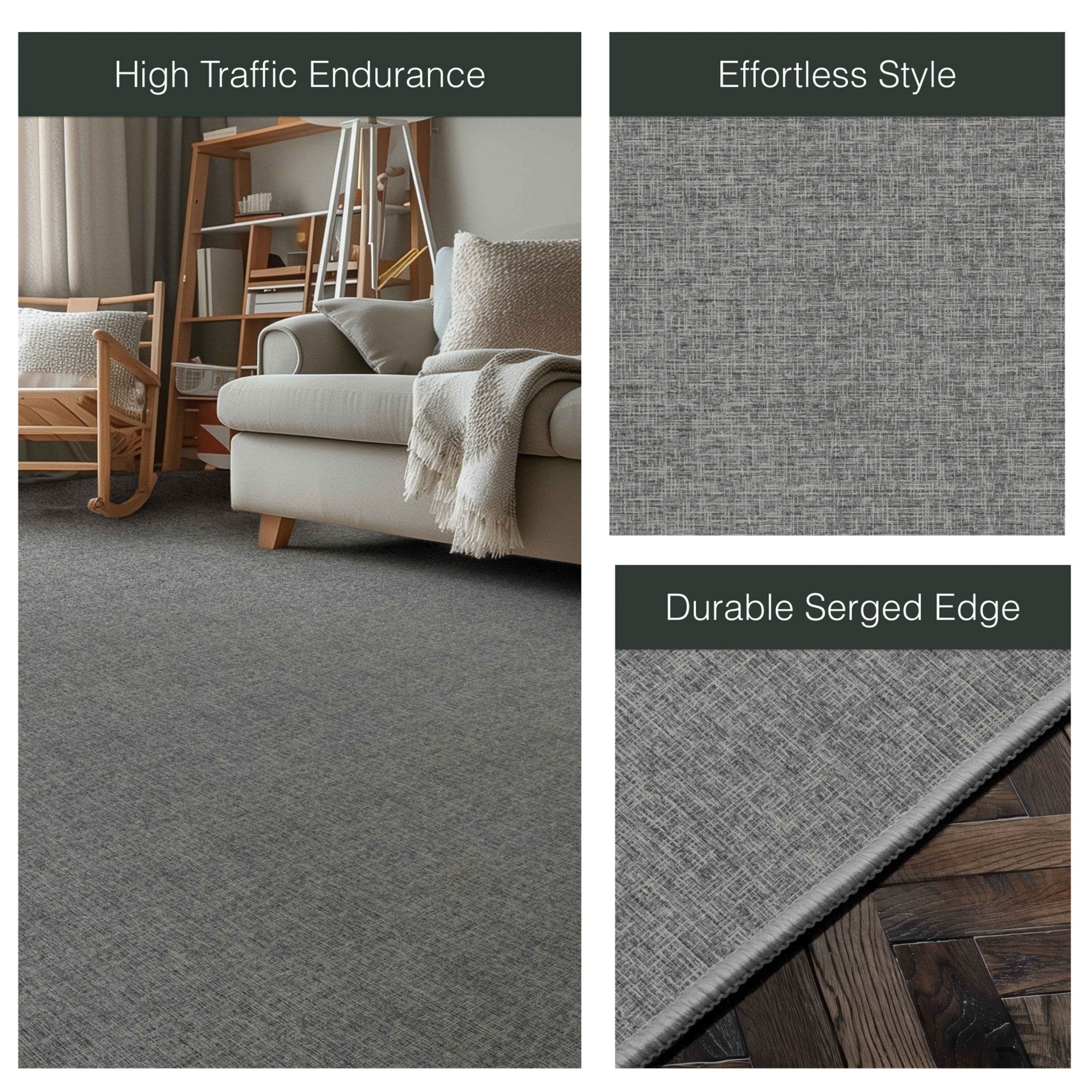 Wilfred Custom Rug - Monochrome Hatch , Low Pile, Easy  Clean, Personalized Sizes - Well Woven - a durable grey rug 