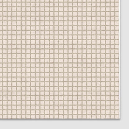 Ulfred Custom Rug - Monochrome Grid , Low Pile, Easy  Clean, Personalized Sizes - Well Woven - cream rug corner on white
