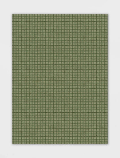 Ulfred Custom Rug - Monochrome Grid , Low Pile, Easy  Clean, Personalized Sizes - Well Woven - green rug overhead